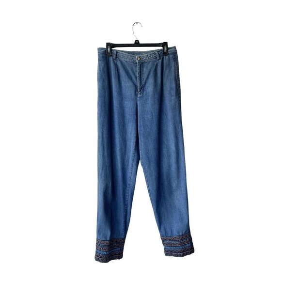 Talbots Southwestern Jeans Size 10 Coastal Grandma Embroidered Straight Aztec - Picture 1 of 10